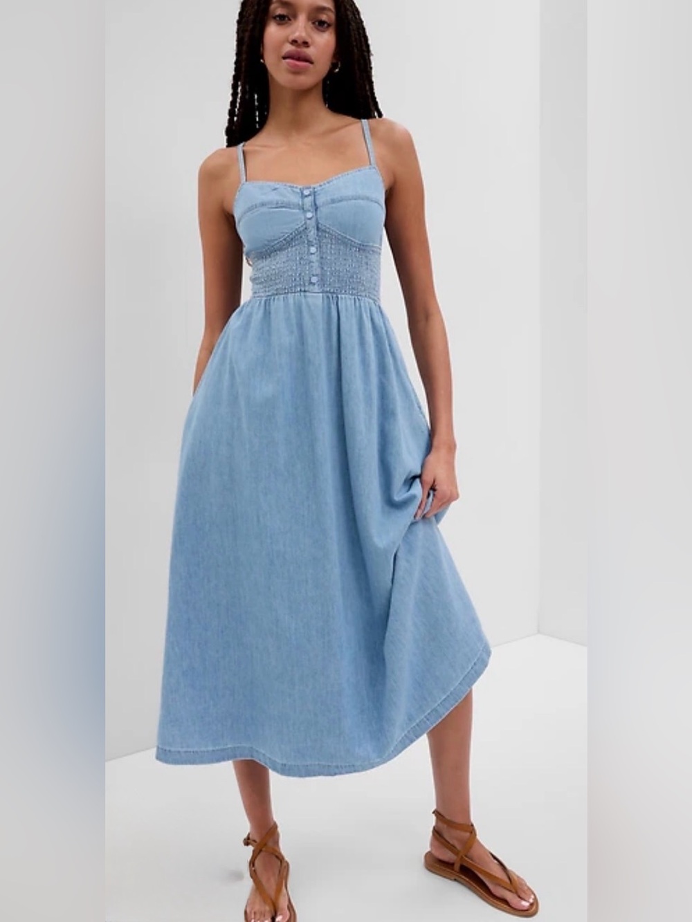 Gap organic cotton corset denim midi dress - SOLD OUT